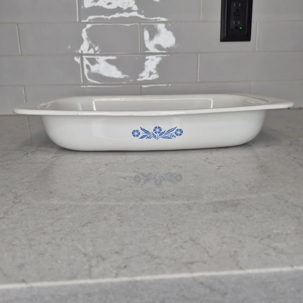 Corning Ware Roaster Pan Cornflower Blue P-21 White